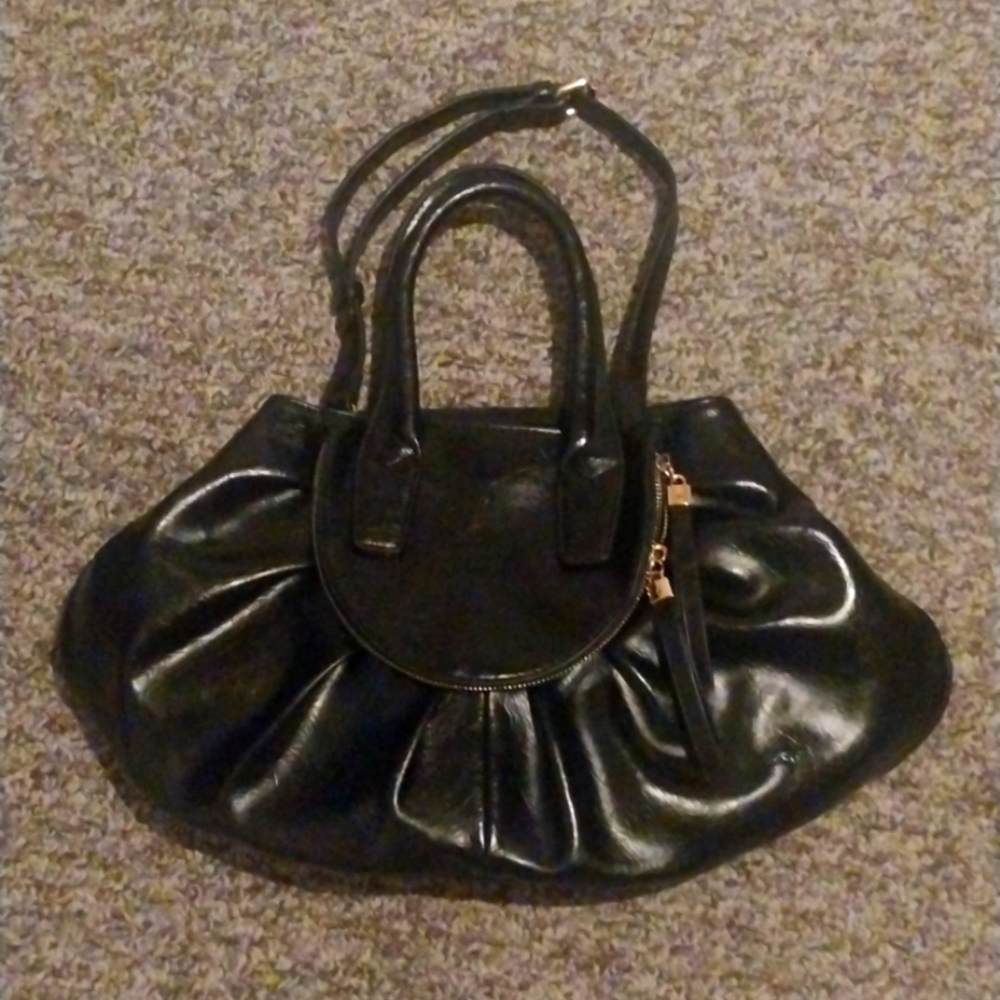Women patent leather tote handbag